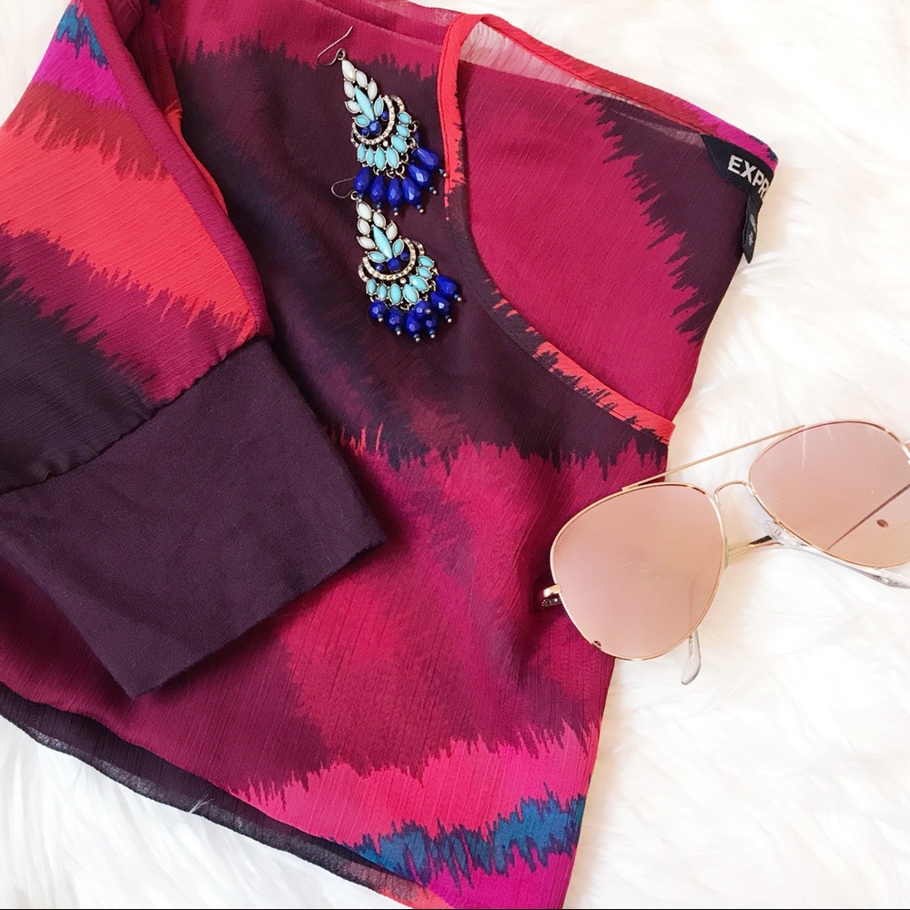 Express Sheer Pink Dolman Batwing Tee Top XS